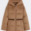 Chaqueta corta de lona repelente al agua y plumón color camel, color camel Chaqueta corta de lona repelente al agua y plumón color camel, color camel