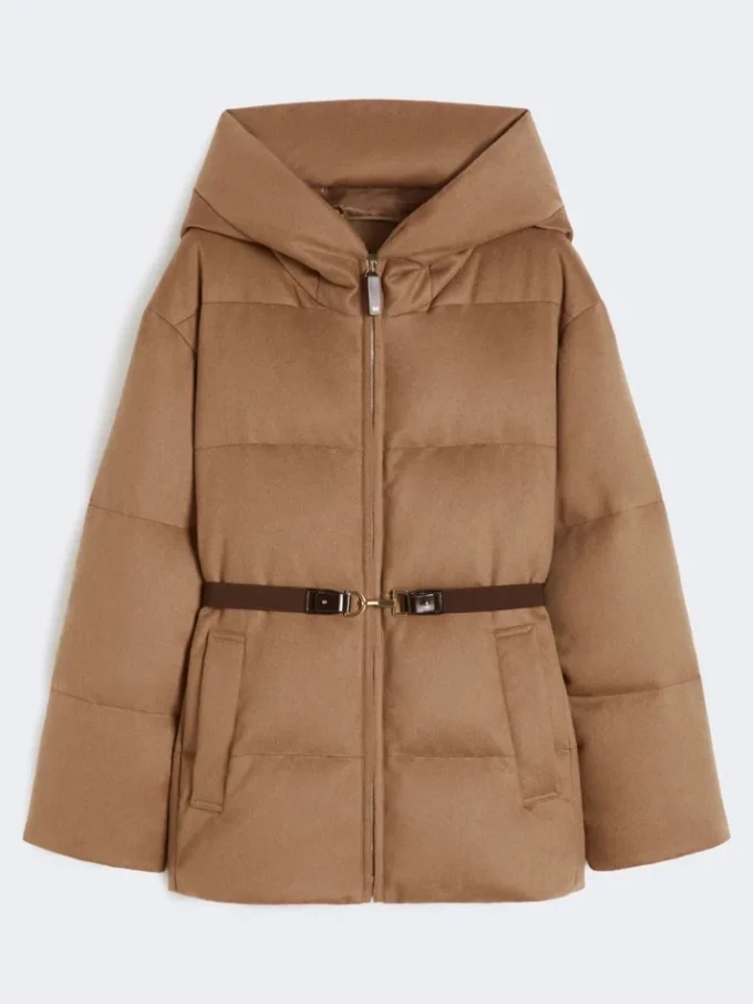 Chaqueta corta de lona repelente al agua y plumón color camel, color camel Chaqueta corta de lona repelente al agua y plumón color camel, color camel