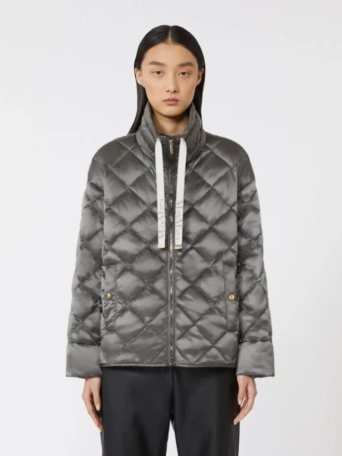 Chaqueta corta de plumón de lona repelente al agua, gris oscuro Chaqueta corta de plumón de lona repelente al agua, gris oscuro