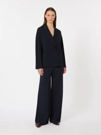 Pantalones de punto de crepé de viscosa, azul ultramar