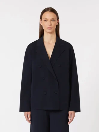 Chaqueta cruzada de crepé de viscosa, azul ultramar
