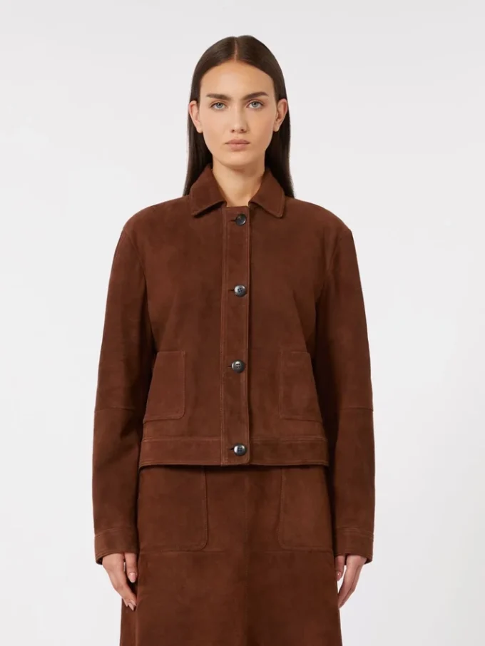 Chaqueta cuadrada de ante, color chocolate Chaqueta cuadrada de ante, color chocolate