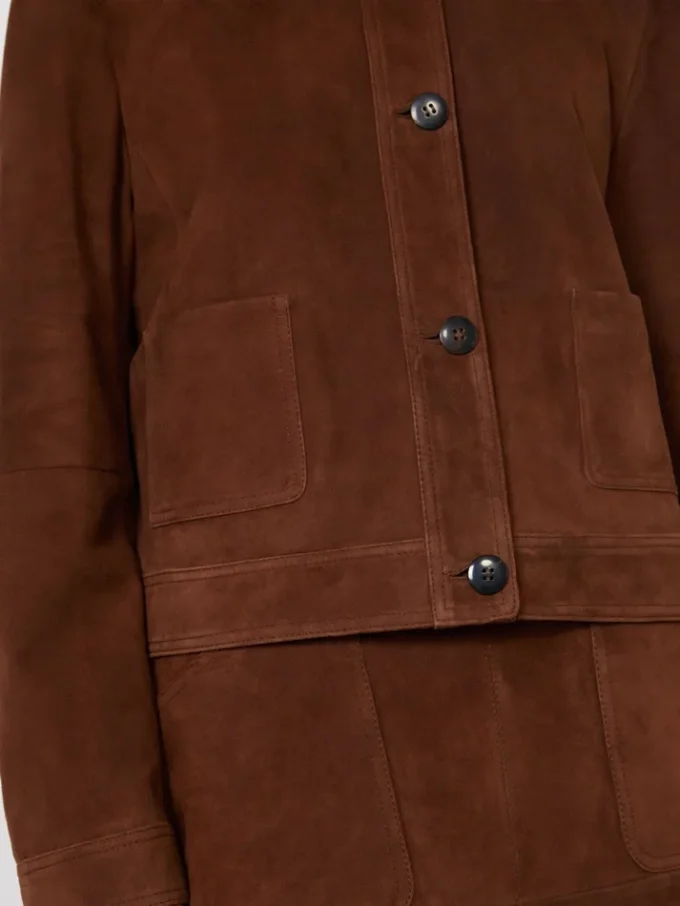 Chaqueta cuadrada de ante, color chocolate Chaqueta cuadrada de ante, color chocolate