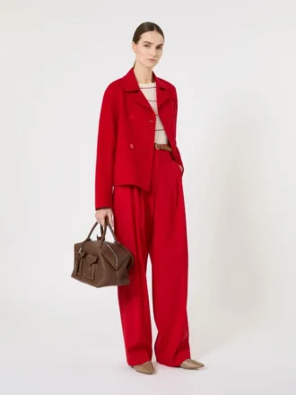 Chaqueta cuadrada de lana, cachemira y seda, roja
