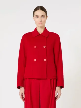 Chaqueta cuadrada de lana, cachemira y seda, roja