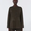 Chaqueta de ante con pespuntes, verde Chaqueta de ante con pespuntes, verde