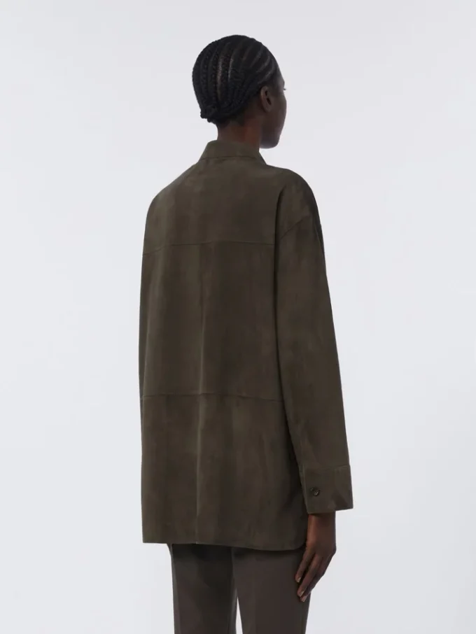 Chaqueta de ante con pespuntes, verde Chaqueta de ante con pespuntes, verde