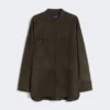 Chaqueta de ante con pespuntes, verde Chaqueta de ante con pespuntes, verde