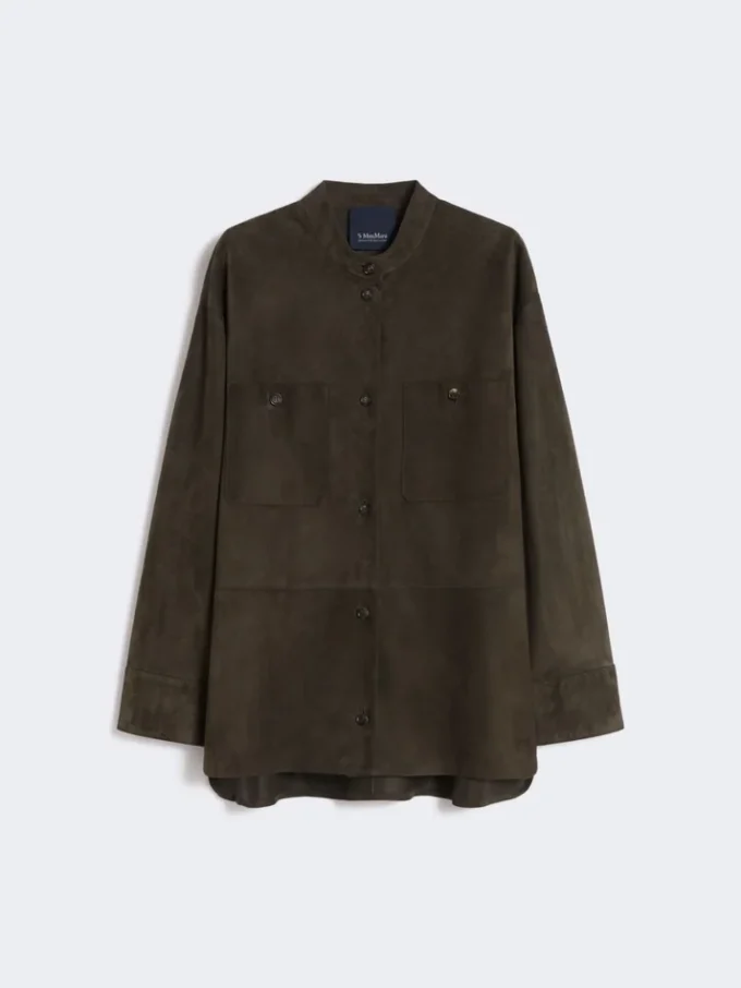 Chaqueta de ante con pespuntes, verde Chaqueta de ante con pespuntes, verde