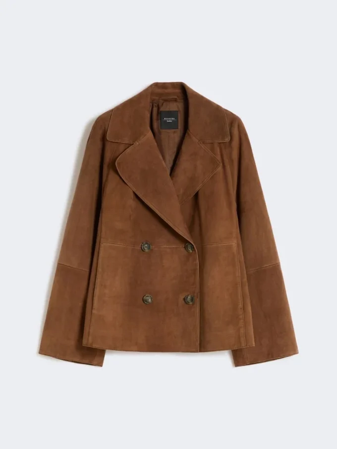 Chaqueta de ante de doble botonadura, color tabaco Chaqueta de ante de doble botonadura, color tabaco