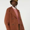 Chaqueta de ante de doble botonadura, color terracota Chaqueta de ante de doble botonadura, color terracota
