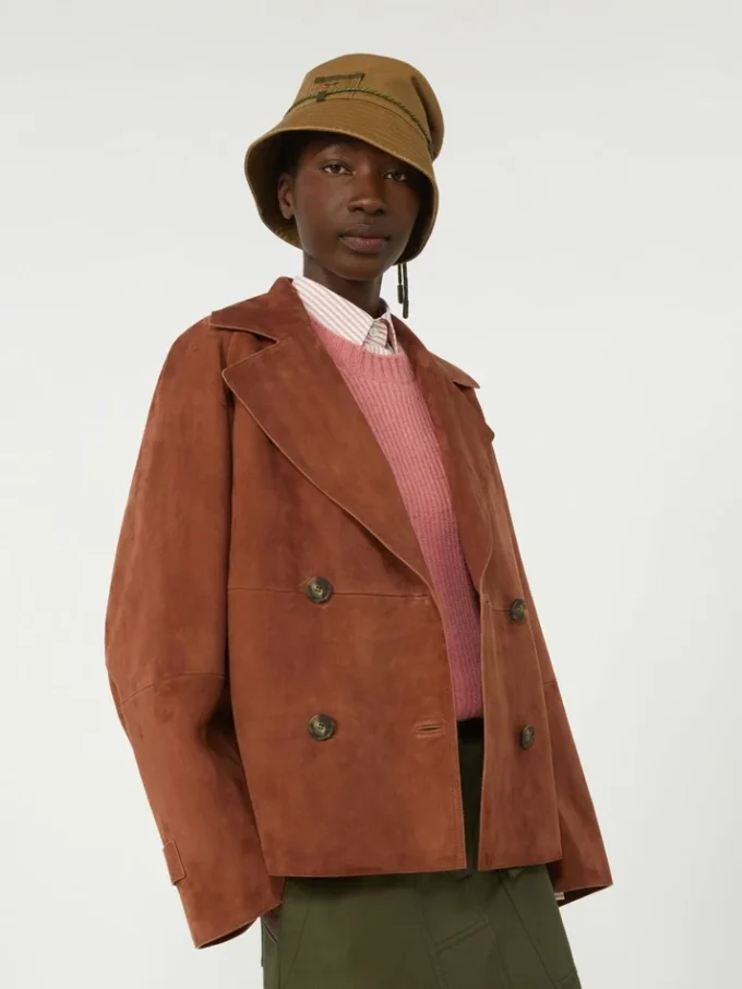 Chaqueta de ante de doble botonadura, color terracota Chaqueta de ante de doble botonadura, color terracota