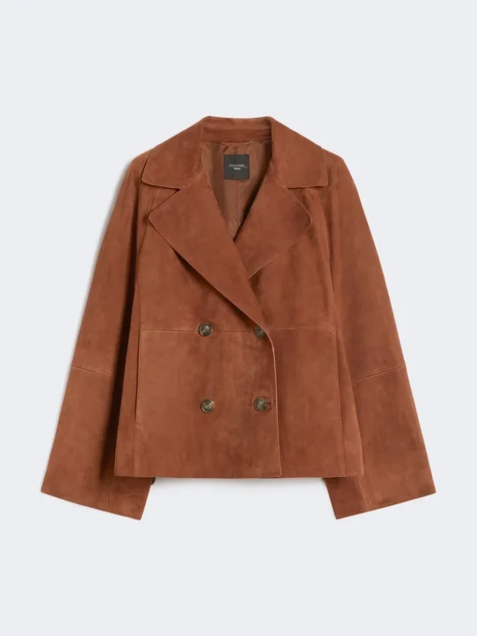 Chaqueta de ante de doble botonadura, color terracota Chaqueta de ante de doble botonadura, color terracota
