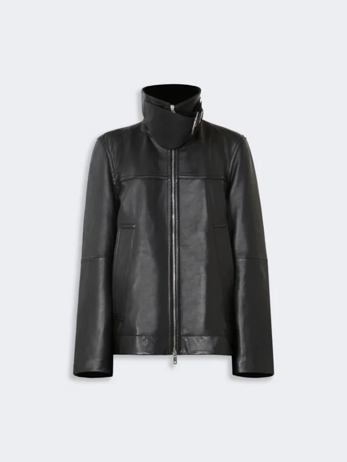 Chaqueta de cuero gruesa oversize, negra Chaqueta de cuero gruesa oversize, negra