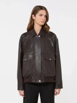 Chaqueta de cuero, marrón