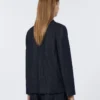 Chaqueta de denim elástico de un solo botonadura, azul ultramar