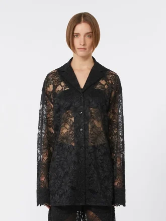Chaqueta de encaje floral, negra