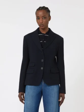 Chaqueta de jersey piqué de un solo botonero, azul marino