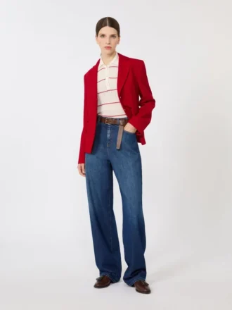 Chaqueta de jersey piqué de un solo botonero, roja