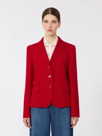 Chaqueta de jersey piqué de un solo botonero, roja