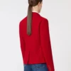 Chaqueta de jersey piqué de un solo botonero, roja