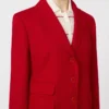 Chaqueta de jersey piqué de un solo botonero, roja