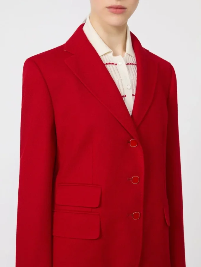 Chaqueta de jersey piqué de un solo botonero, roja