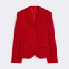 Chaqueta de jersey piqué de un solo botonero, roja