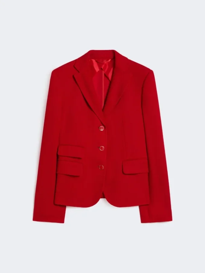 Chaqueta de jersey piqué de un solo botonero, roja