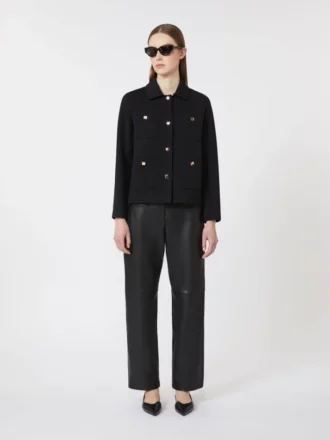 Chaqueta de jersey scuba de corte recto, negra