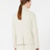 Chaqueta de jersey scuba de doble botonadura, color beige