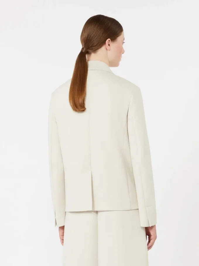Chaqueta de jersey scuba de doble botonadura, color beige