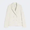 Chaqueta de jersey scuba de doble botonadura, color beige
