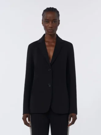 Chaqueta de jersey scuba de un solo botonadura, negra