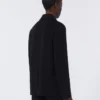 Chaqueta de jersey scuba de un solo botonadura, negra