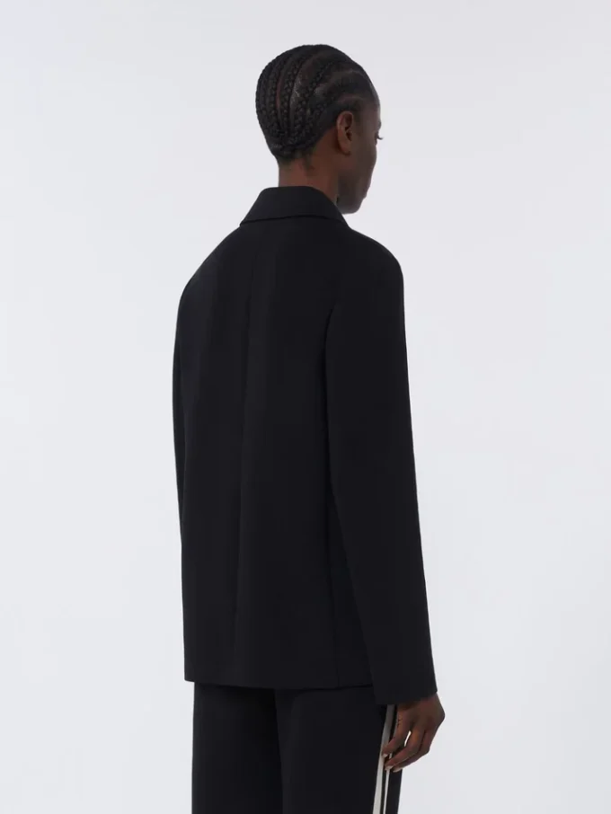 Chaqueta de jersey scuba de un solo botonadura, negra