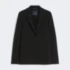 Chaqueta de jersey scuba de un solo botonadura, negra