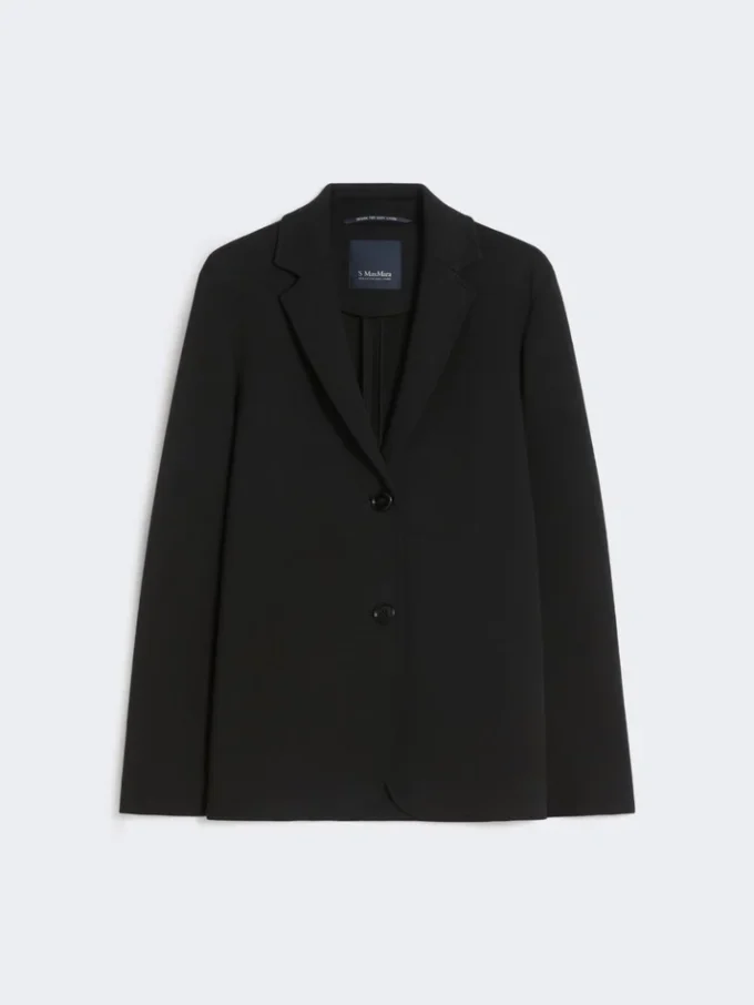 Chaqueta de jersey scuba de un solo botonadura, negra