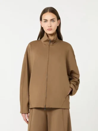 Chaqueta de jersey scuba suave, marrón