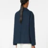 Chaqueta de lino de doble botonadura, azul medianoche