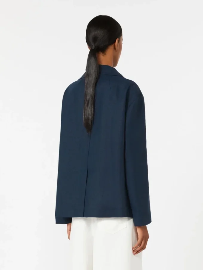 Chaqueta de lino de doble botonadura, azul medianoche
