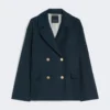 Chaqueta de lino de doble botonadura, azul medianoche
