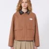 Chaqueta de lona de algodón, color tabaco