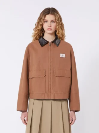 Chaqueta de lona de algodón, color tabaco