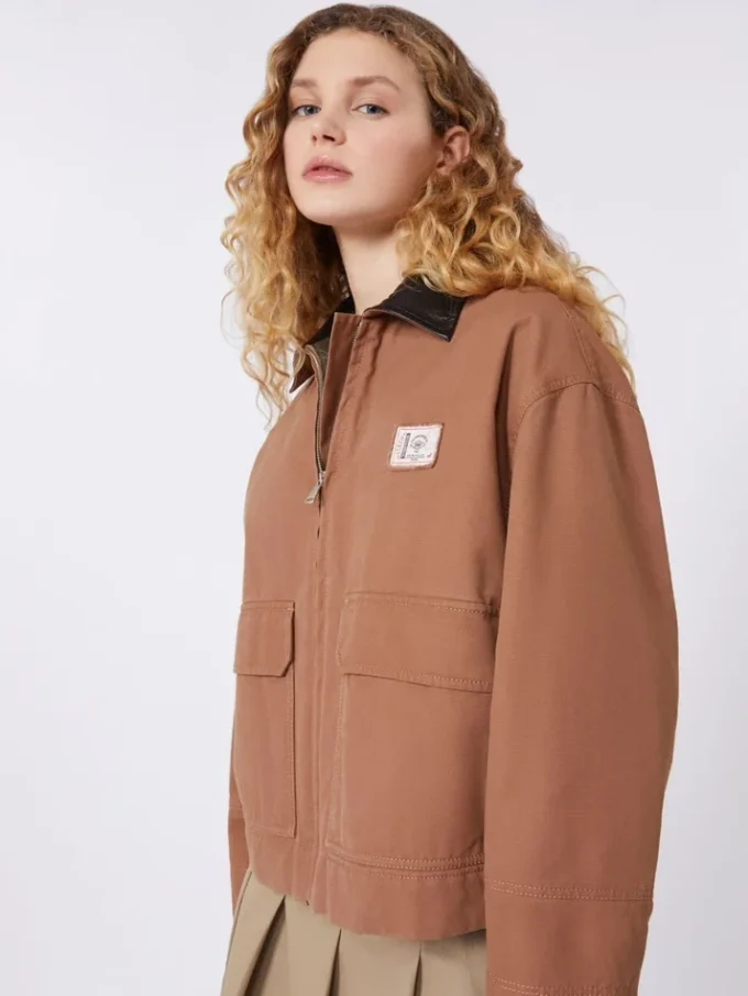 Chaqueta de lona de algodón, color tabaco