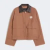 Chaqueta de lona de algodón, color tabaco