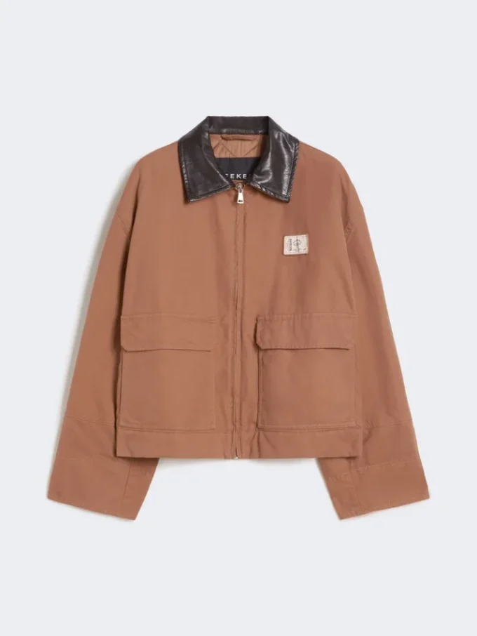 Chaqueta de lona de algodón, color tabaco