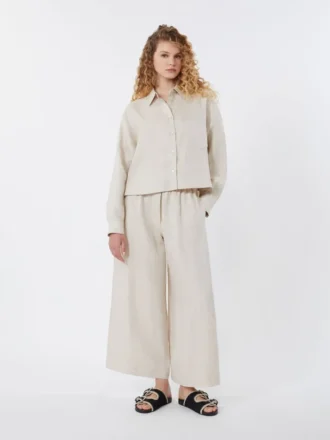 Chaqueta de lona de lino, color crudo