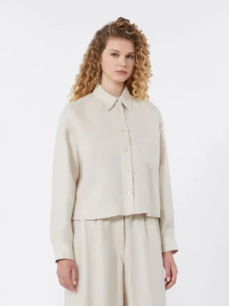 Chaqueta de lona de lino, color crudo