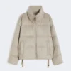 Chaqueta de lona repelente al agua y plumón camel, color arena Chaqueta de lona repelente al agua y plumón camel, color arena